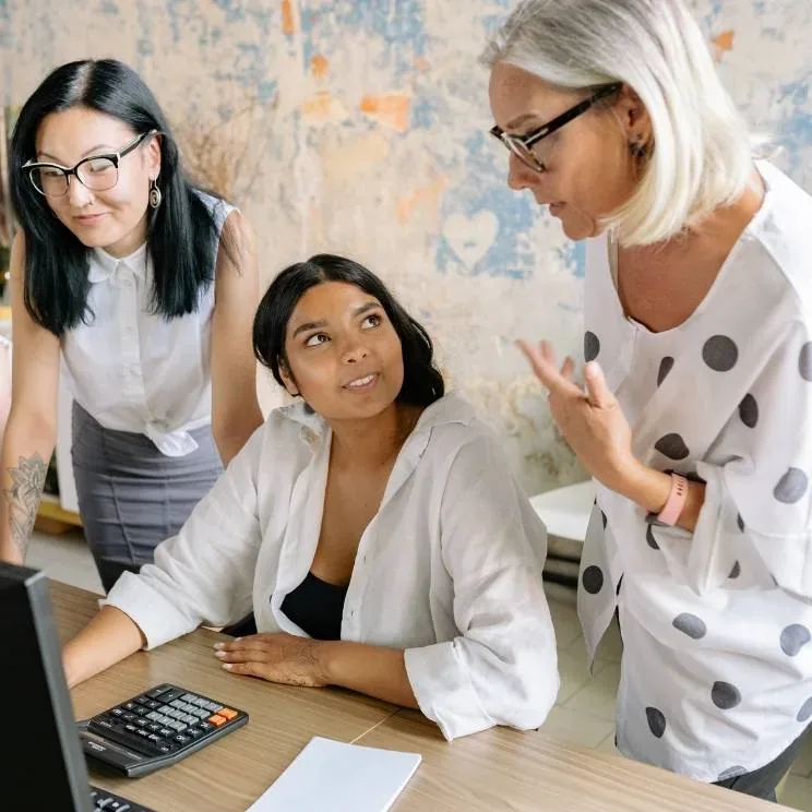 Collaborators reviewing ideas together
